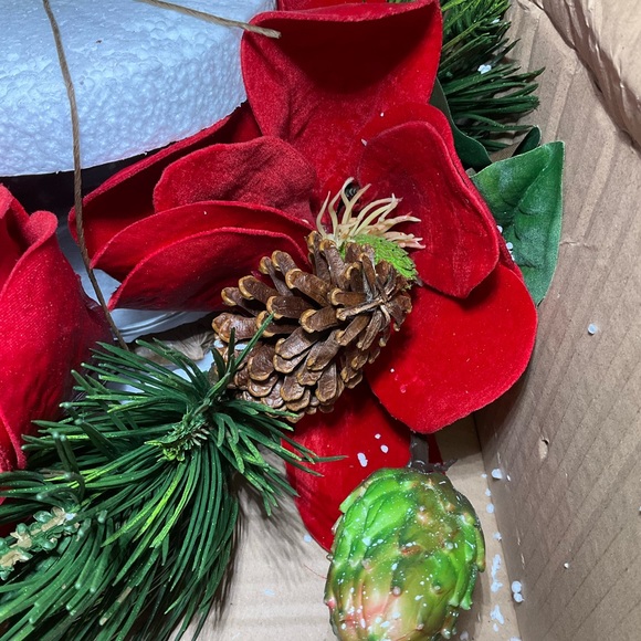 Nearly Natural Magnolia & Pine Candelabrum, Red,12'' x 7.5'' x 12'' - Picture 4 of 5